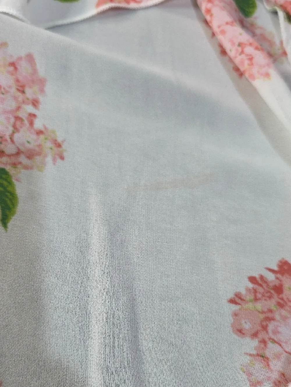 Womens White Floral Ruffled Asymmetrical Dress - Pink Hydrangea Print - Picture 2 of 4